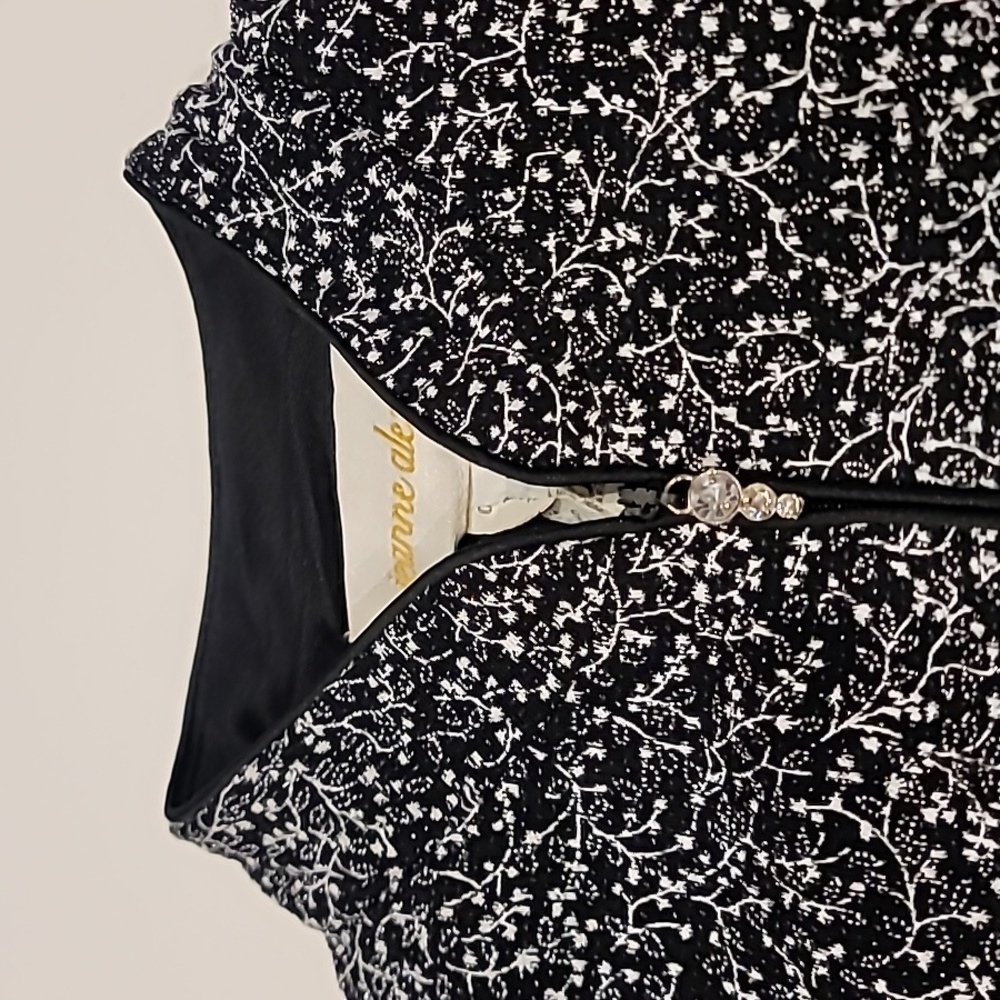 Jeanne Alexander Embroidered Metallic Zip Front Jacket Black Silver Medium - Picture 5 of 14